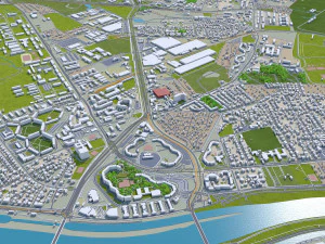 Wroclaw city Poland 50km 3D Model