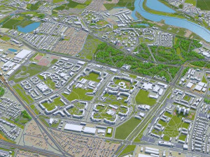 Wroclaw city Poland 50km 3D Model