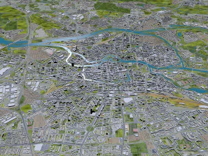 Wroclaw city Poland 50km 3D Model