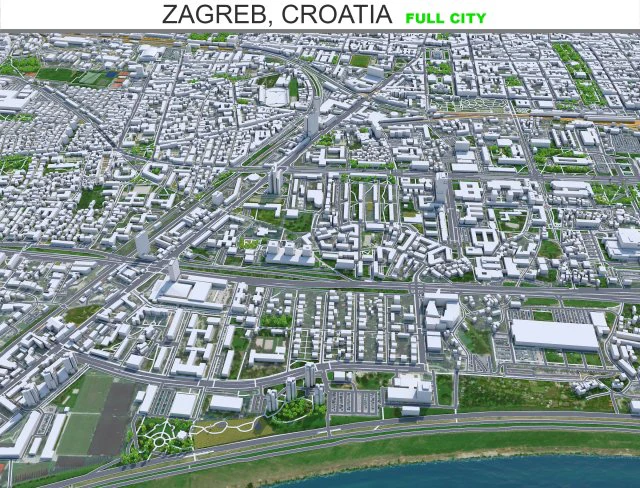 Kota Zagreb Kroasia 60km Model 3D .c4d .max .obj .3ds .fbx .stl .blend 