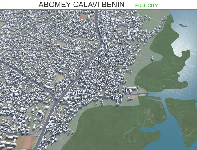 Abomey city Calavi Benin 10km 3D Model .c4d .max .obj .3ds .fbx .stl .blend 