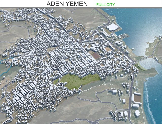 Aden city Yemen 35km 3D Model .c4d .max .obj .3ds .fbx .stl .blend 