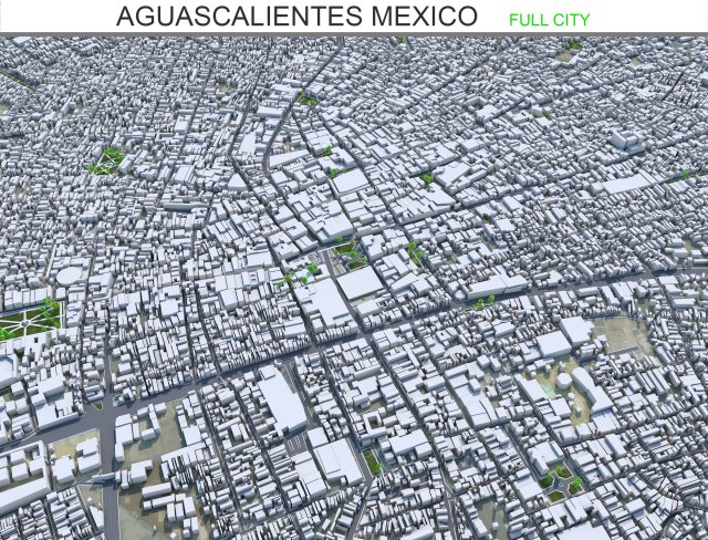 Aguascalientes city Mexico 30km 3Dモデル .c4d .max .obj .3ds .fbx .stl .blend 