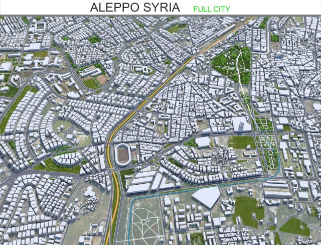 Aleppo city Syria 30km 3D 모델 .c4d .max .obj .3ds .fbx .stl .blend 
