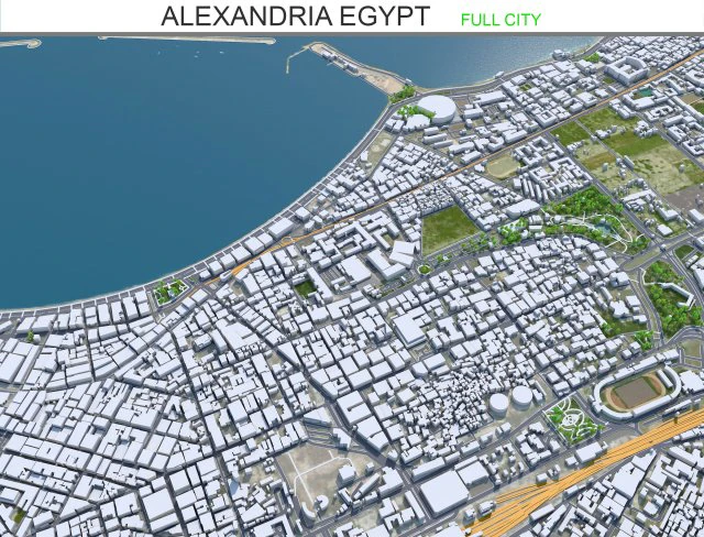 Alexandria city Egypt 60km 3D Model .c4d .max .obj .3ds .fbx .stl .blend 
