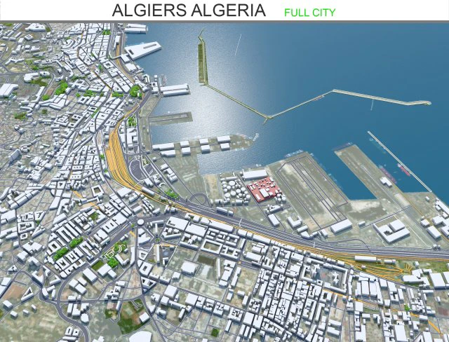 Algiers city Algeria 60km 3D Model .c4d .max .obj .3ds .fbx .stl .blend 