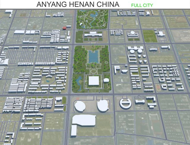 Anyang city Henan China 40km 3D Model .c4d .max .obj .3ds .fbx .stl .blend 