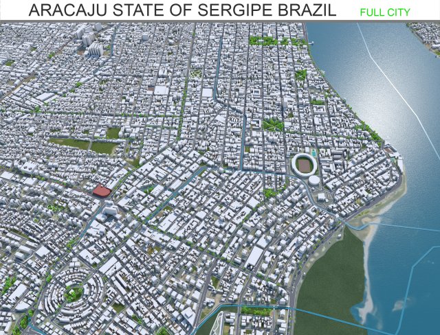 Aracaju city State of Sergipe Brazil 40km Modèle 3D .c4d .max .obj .3ds .fbx .stl .blend 