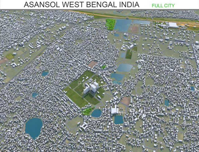Asansol city West Bengal India 20km 3D Model .c4d .max .obj .3ds .fbx .stl .blend 
