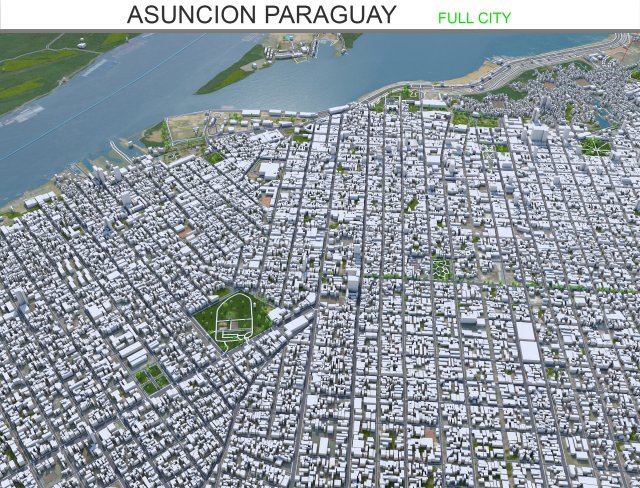 Asuncion city Paraguay 45km 3D Модель .c4d .max .obj .3ds .fbx .stl .blend