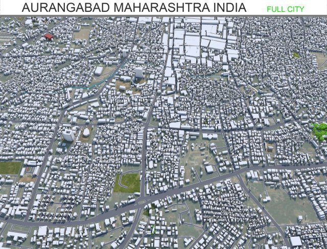 Aurangabad city Maharashtra India 25km 3D Model .c4d .max .obj .3ds .fbx .stl .blend