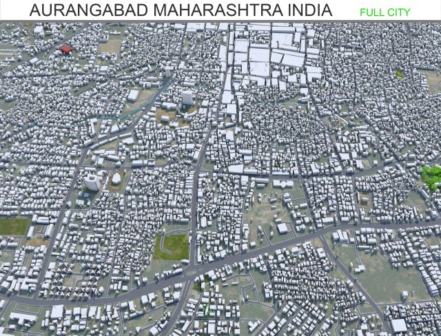 Aurangabad city Maharashtra India 25km 3D Model .c4d .max .obj .3ds .fbx .stl .blend 