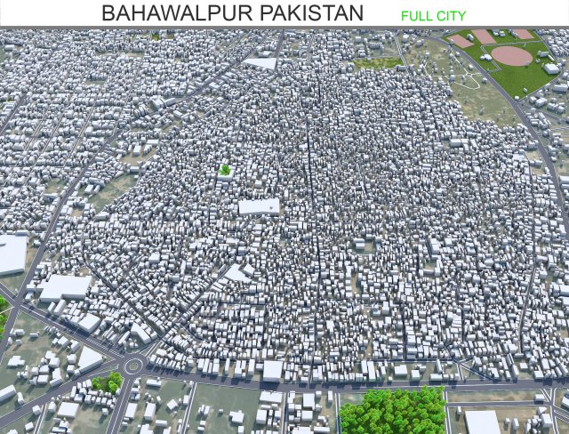 Bahawalpur city Pakistan 25km 3D Model .c4d .max .obj .3ds .fbx .stl .blend 