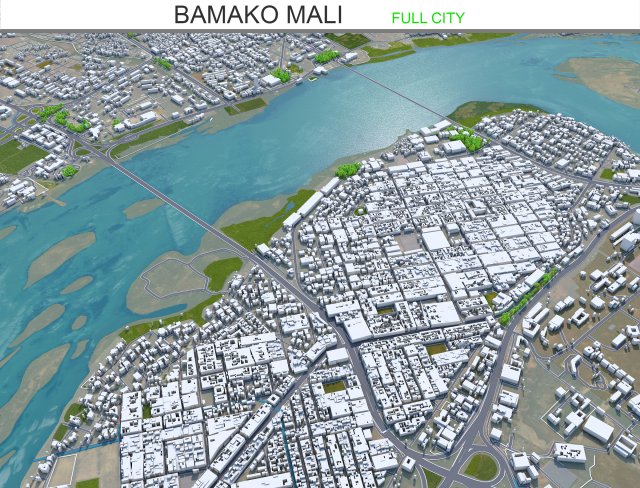 Bamako city Mali 30km Modelo 3D .c4d .max .obj .3ds .fbx .stl .blend 