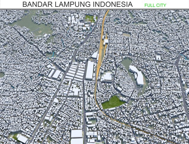 Bandar city Lampung Indonesia 25km Modelo 3D .c4d .max .obj .3ds .fbx .stl .blend 