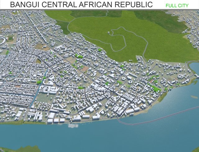Bangui city Central African Republic 25km Model 3D .c4d .max .obj .3ds .fbx .stl .blend 