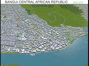 Місто Бангі Центральноафриканська Республіка 25 км 3D Модель