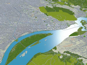 Bangui city Central African Republic 25km 3D Model
