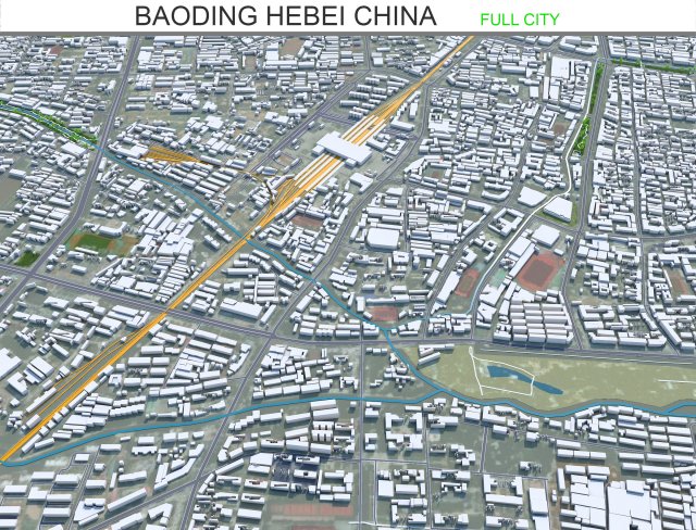 Baoding city Hebei China 40km Model 3D .c4d .max .obj .3ds .fbx .stl .blend 