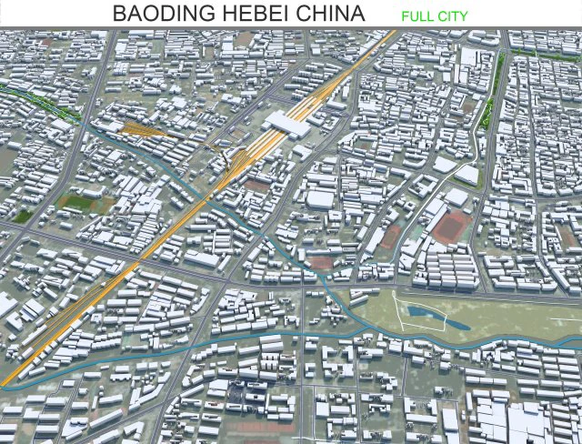 Baoding city Hebei China 40km 3D Model .c4d .max .obj .3ds .fbx .stl .blend 