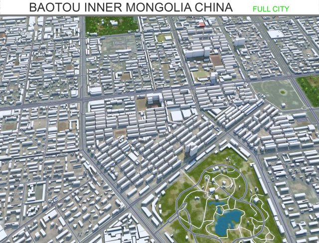 Baotou city Inner Mongolia China 80km Modelo 3D .c4d .max .obj .3ds .fbx .stl .blend 