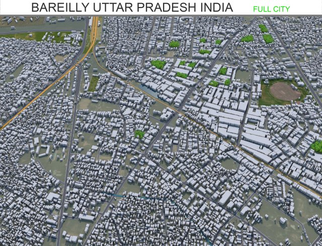 Bareilly city Uttar Pradesh India 25km 3D मॉडल .c4d .max .obj .3ds .fbx .stl .blend 