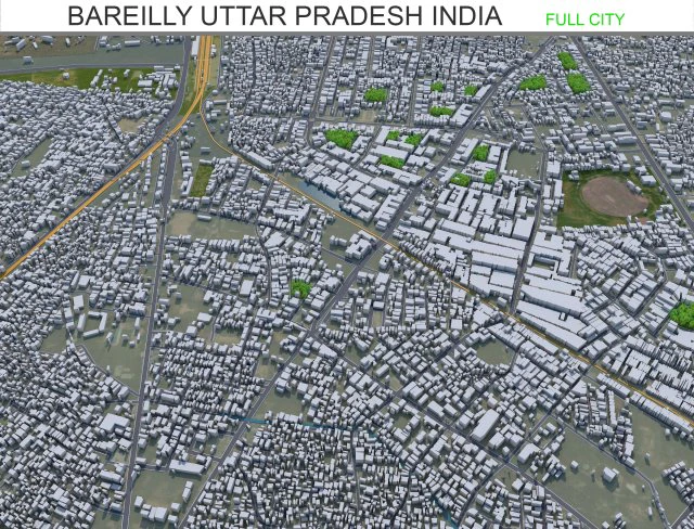 Bareilly city Uttar Pradesh India 25km 3D Model .c4d .max .obj .3ds .fbx .stl .blend 