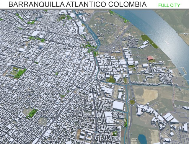 Barranquilla city Atlantico Colombia 25km Modelo 3D .c4d .max .obj .3ds .fbx .stl .blend 