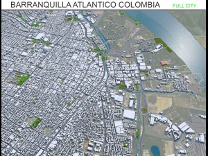 Barranquilla şehri Atlantico Kolombiya 25km 3D Model