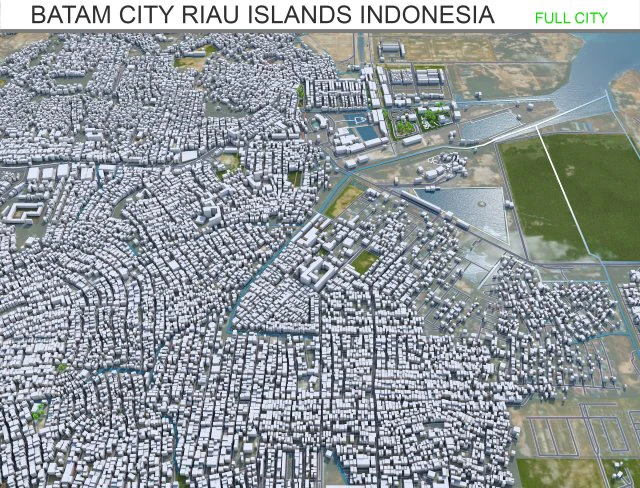 Batam City Riau Islands Indonesia 70km 3D Model .c4d .max .obj .3ds .fbx .stl .blend 