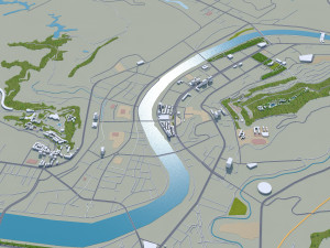 Bazhong city Sichuan China 30km 3D Model