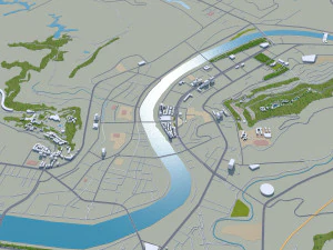Bazhong city Sichuan China 30km 3D Model