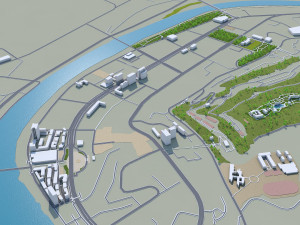 Bazhong city Sichuan China 30km 3D Model