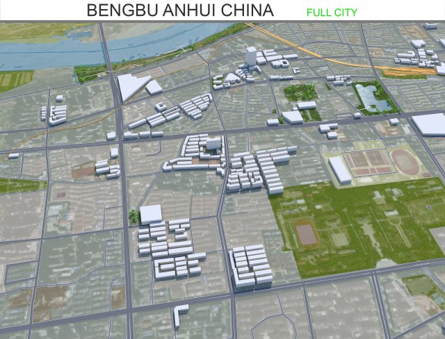 Bengbu city Anhui China 40km Modèle 3D .c4d .max .obj .3ds .fbx .stl .blend 