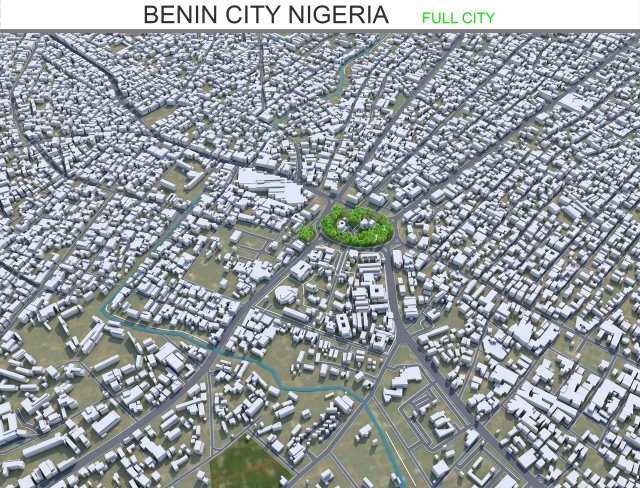 Benin City Nigeria 50km 3D Model .c4d .max .obj .3ds .fbx .stl .blend 