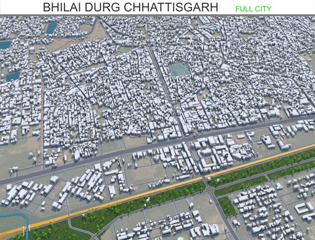 Bhilai city Durg Chhattisgarh 30km 3Dモデル .c4d .max .obj .3ds .fbx .stl .blend 