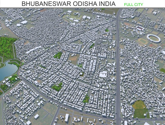 Bhubaneswar city Odisha India 20km Modèle 3D .c4d .max .obj .3ds .fbx .stl .blend 