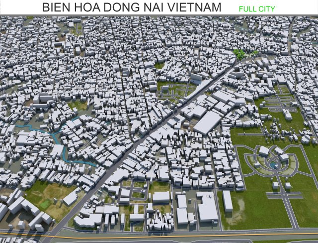 Bien Hoa Dong Nai city Vietnam 25km 3D Модель .c4d .max .obj .3ds .fbx .stl .blend 