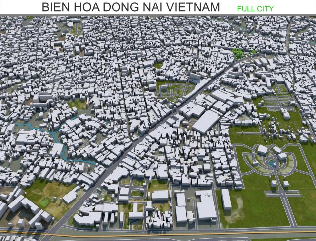 Bien Hoa Dong Nai city Vietnam 25km 3D Model .c4d .max .obj .3ds .fbx .stl .blend