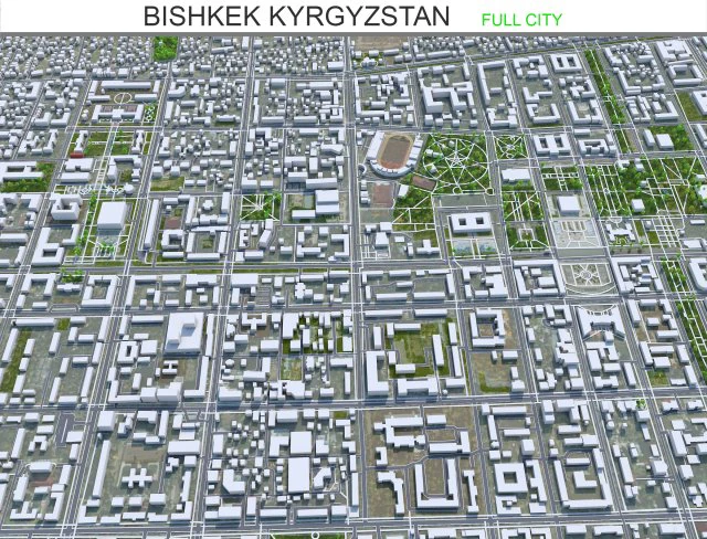 Bishkek city Kyrgyzstan 40km 3D Model .c4d .max .obj .3ds .fbx .stl .blend