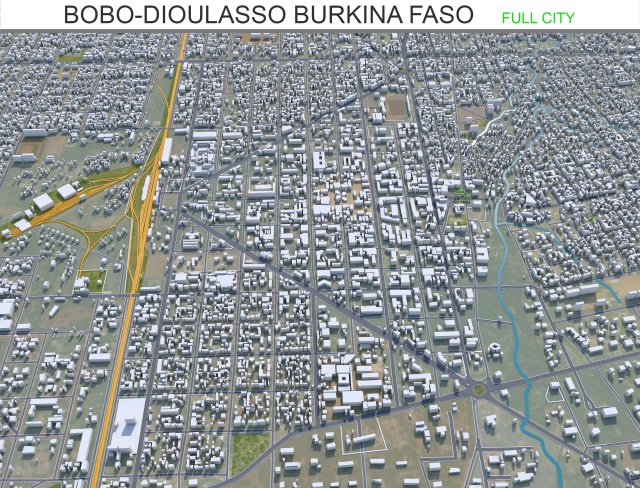 Bobo-Dioulasso city Burkina Faso 30km 3D Model .c4d .max .obj .3ds .fbx .stl .blend 