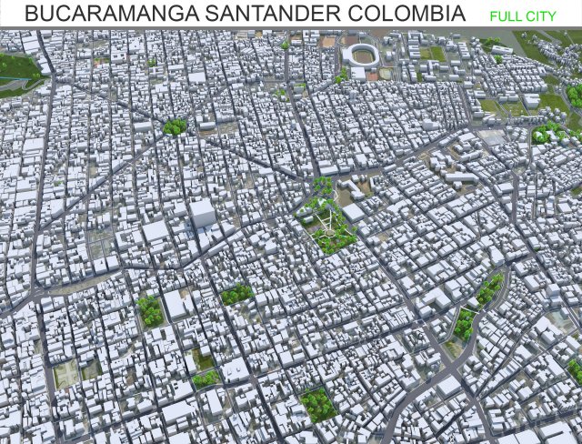 Bucaramanga city Santander Colombia 15km Modelo 3D .c4d .max .obj .3ds .fbx .stl .blend 