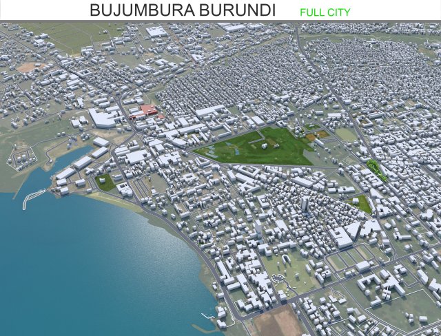 Bujumbura city Burundi 25km Model 3D .c4d .max .obj .3ds .fbx .stl .blend 