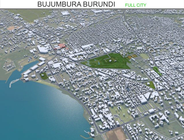 Bujumbura city Burundi 25km 3D Model .c4d .max .obj .3ds .fbx .stl .blend