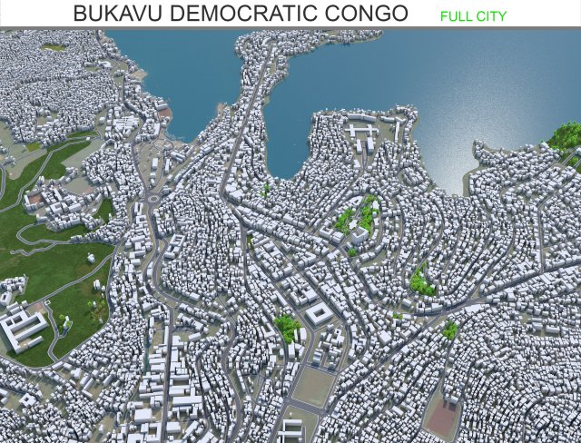 Bukavu city Democratic Congo 15km 3D Model .c4d .max .obj .3ds .fbx .stl .blend 