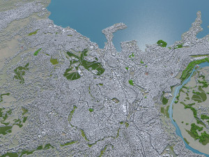 Bukavu city Democratic Congo 15km 3D Model