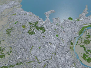 Bukavu city Democratic Congo 15km 3D Model