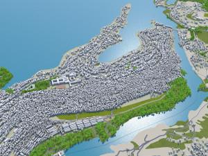 Bukavu city Democratic Congo 15km 3D Model