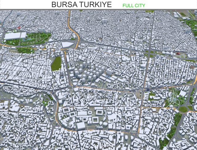 Bursa city Turkiye 40km Modello 3D .c4d .max .obj .3ds .fbx .stl .blend 