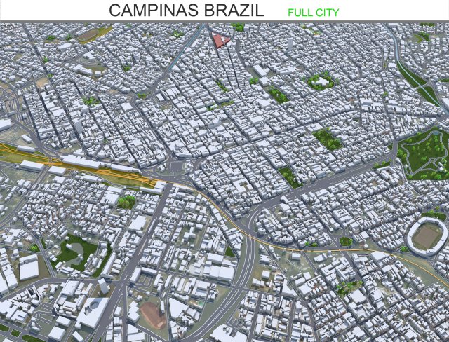 Campinas city Brazil 25km 3D Model .c4d .max .obj .3ds .fbx .stl .blend 